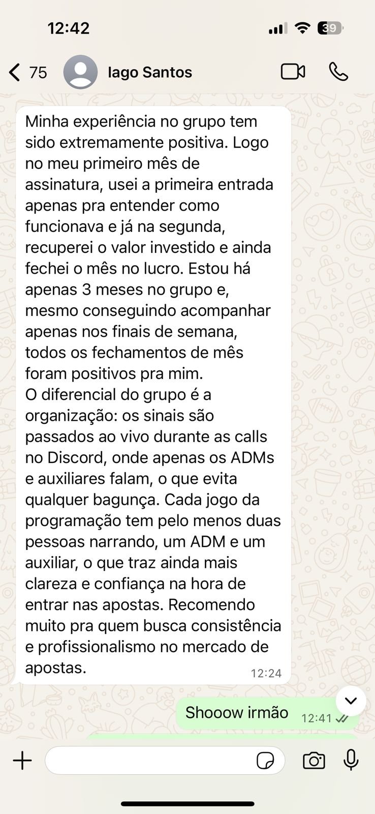 Print WhatsApp - Cliente Lucrabet