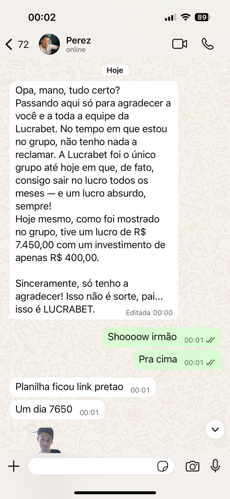 Print WhatsApp - Cliente Lucrabet